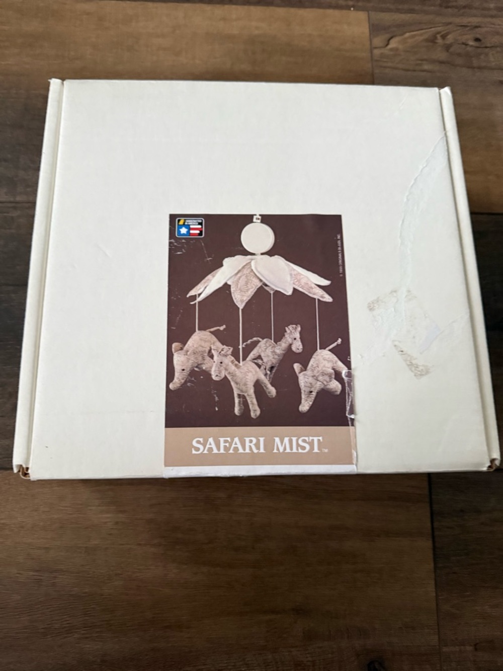 Judi’s vintage 99’ safari mist mobile white gray beige elephants giraffes +extra